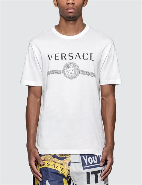 versace logo white shirt|Versace v neck t shirt.